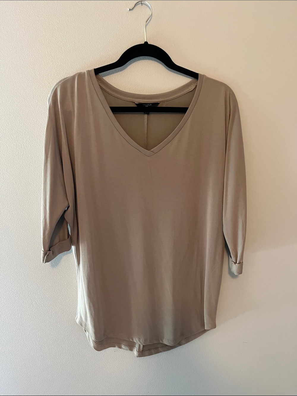 Tresics Taupe V-Neck 3/4 Sleeve Tunic